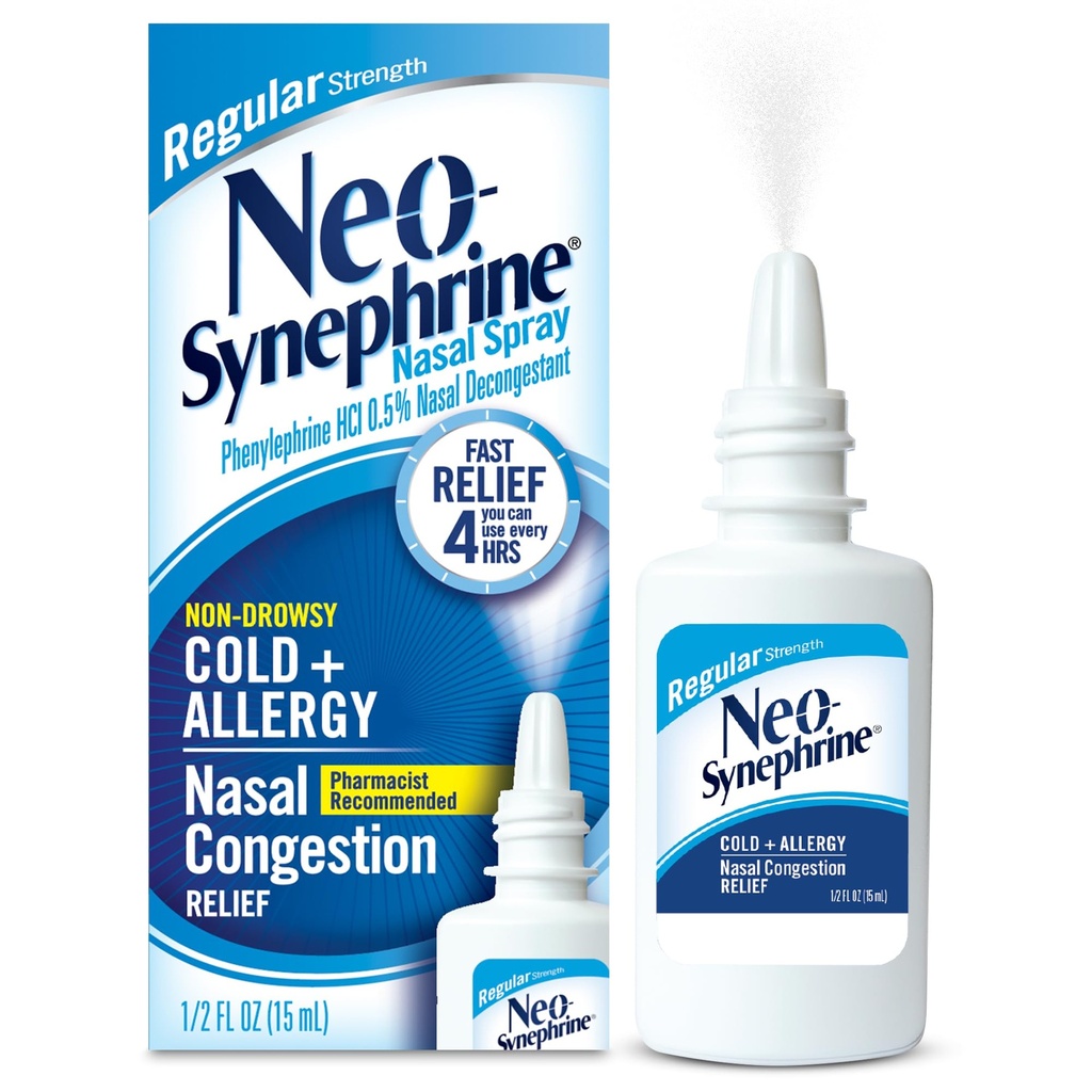 Neosynephrine Nasal Spray for Cold &amp; Sinus Relief, Regular Strength, 0.5 Fl Oz