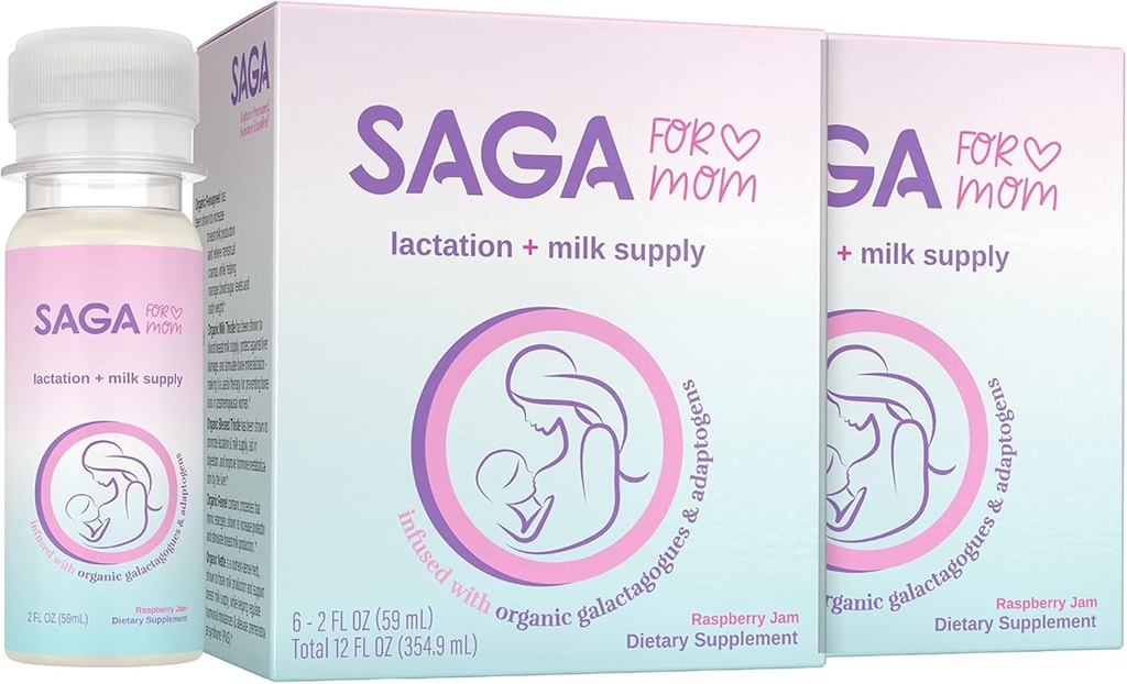 SAGA Orgánica Lactation Shots ← Breast Milk Suplemento con Adaptogens – Fenugreek &amp; Milk Thistle ← High Bioavailability & Fast Onset ← Boosts Daily Milk Supply