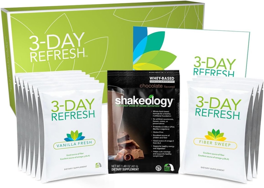 BODi 3-Day Refresh Complete Kit – Shakeology, Vanilla Fresh Protein Shake, Fiber Sweep, Program Guide for Clean Eating, Lose a Few Pounds, Enhanced Energy & Wellness, Body Cleanse