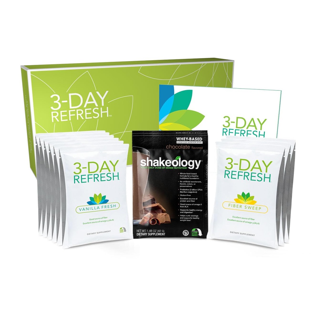 Kit completo BODi 3-Day Refresh – Shakeology, Vainilla Fresh Protein Shake, Fiber Sweep, Guía del programa para la alimentación limpia, Pierde unas pocas libras, Energía mejorada &amp; Wellness, Body Cleanse