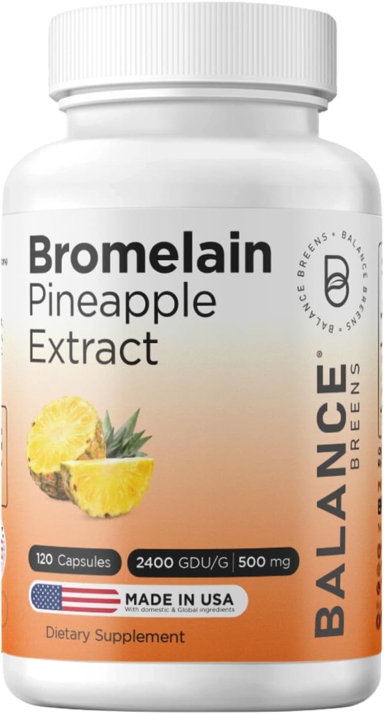 Balancebreens Bromelain 500mg, 120 cápsulas - Pineapple Extract Digestive Enzyme, Supports Digestion and Joint Health Supplement