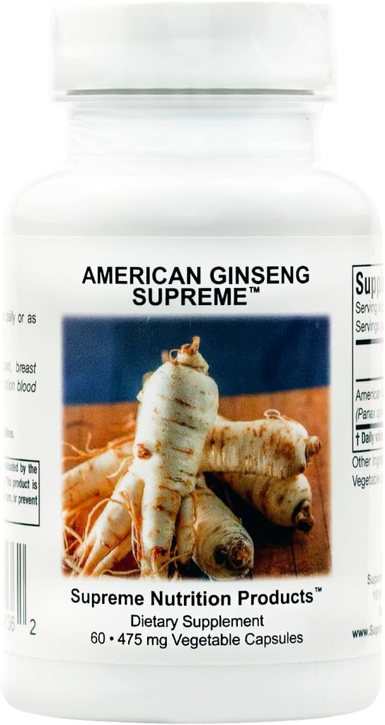 Supreme Nutrition American Ginseng Supreme, 60 Pure American Ginseng Root Vegetarian Capsules