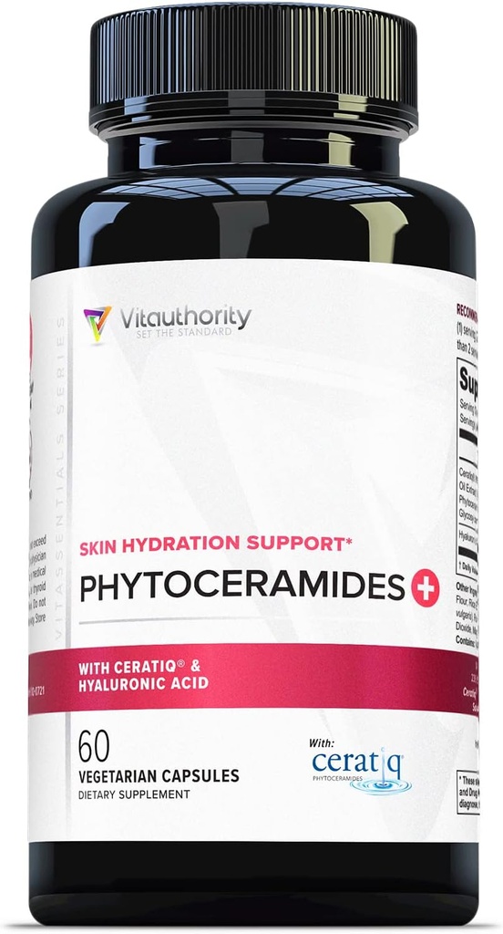 Hidrating Anti Aging Phytoceramides Suplemento - Ceramidas clínicamente probadas con ácido hialurónico 700mg - Skin Barrier Repair Itchy Dry Skin Suplemento para Mujeres