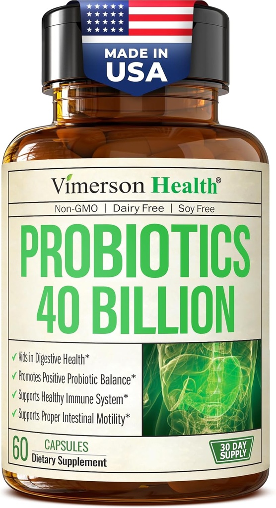 Probióticos para Mujeres y Hombres con Prebióticos - 40 Billones CFU Probióticos para Salud Digestiva, Salud Gut &amp; Apoyo Inmunitario Suplemento - Lactobacillus Acidophilus Probiótico - Vegetariano, Soy &amp; Dairy Gratis