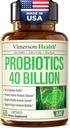 Probióticos para Mujeres y Hombres con Prebióticos - 40 Billones CFU Probióticos para Salud Digestiva, Salud Gut &amp; Apoyo Inmunitario Suplemento - Lactobacillus Acidophilus Probiótico - Vegetariano, Soy &amp; Dairy Gratis