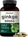NatureBell Ginkgo Biloba 6.000mg con Panax Ginseng 500mg Por Serving Silencio 300 Capsules – Max Strength Ginko Biloba Extracto Suplementos - promueve la memoria, el foco y la salud cerebral
