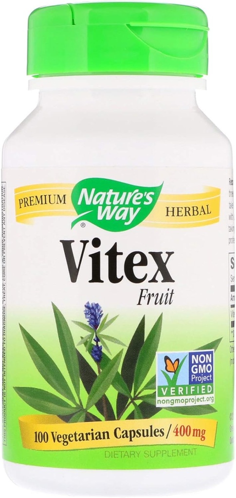 Camino de la Naturaleza Vitex; 400 mg; Proyecto no GMO verificado; certificado TRU-ID; 100 cápsulas vegetarianas, paquete de 2