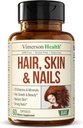 Biotin Hair, Skin & Nails Vitaminas para Hombres de Mujeres. Incluye vitamina C para soportar el colágeno. Suplementos para el cabello fuerte, el crecimiento de la piel radiante. Biotin " Folate Supplement for Women. 60 cápsulas