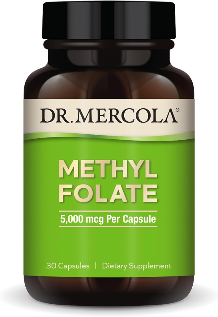 Dr. Mercola Methyl Folate - Apoyo Detoxification & Cellular Health - 5-MTHF Folate - Bioavailable Formula - 5 mg - 30 cápsulas