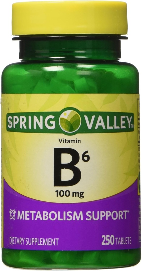 Valle de primavera - Vitamina B-6 (Pyridoxina) 100 mg, 250 Tabletas