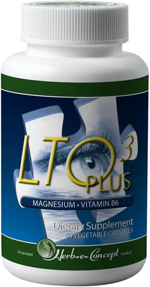 LTO3 Plus con L-Theanine, Skullcap, Magnesio y Vitamina B6 - Concentración, Mente Calma, Modo Positivo, Musculos Relajados, Mejor sueño (60 cápsulas)