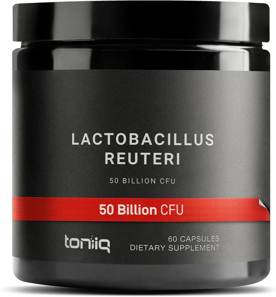 Toniiq 50 Billion CFU Lactobacillus Reuteri Probiotic 50mg per Serving - L Reuteri Probiotics - Conde Lactobacillus Reuteri Probiotic - 60 cápsulas vegetarianas - 60 serviendo