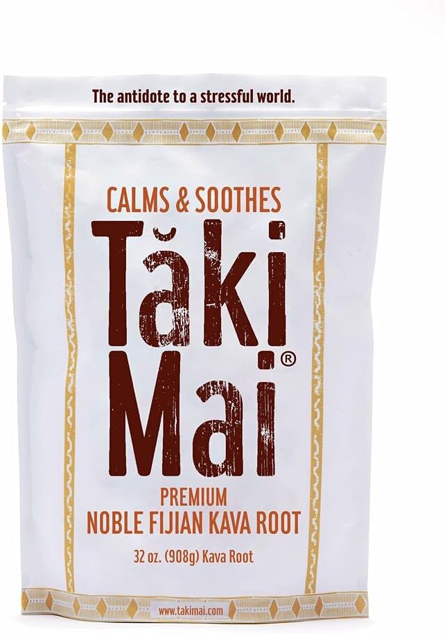 Taki Mai Noble Kava Kava Root Powder 32oz – Authentic Tradicional Grind, Relajación de la Noche Natural, Noches Restablecidas y Rituales Calma, 100% Puro Noble Kava