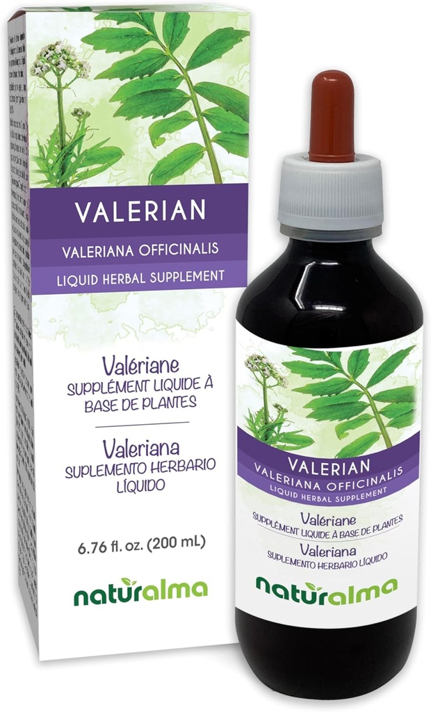 Naturalma Valerian (Valariana officinalis) Root Alcohol-Free Tintura - 6.76 fl oz Liquid Extract in Drops - Herbal Supplement - Vegan
