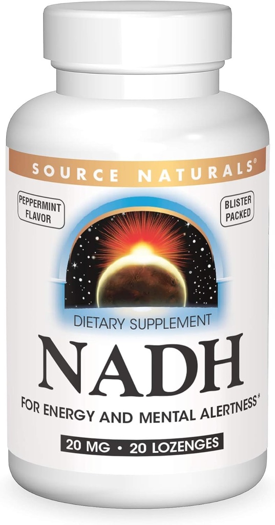 Fuente Naturales NADH 20mg, Energía Boost y Alerta Mental* - 20 Lozenges