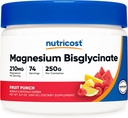 Nutricost Magnesium Bisglycinate Powder (Fruit Punch, 250 Grams) - Chelated Magnesium Supplement