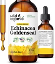 Wild &amp; Organic Echinacea Goldenseal Liquid Drops - Immune Support Supplement w/Goldenseal Echinacea Root Extract - Vegan, Sugar &amp; Alcohol-Free Tintura - 2 fl oz