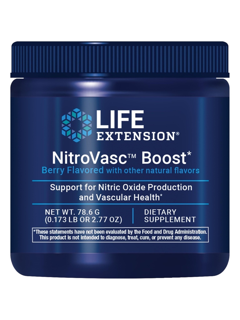 Extensión de vida NitroVasc Boost, Suplemento de flujo sanguíneo, Apoyo al óxido nítrico, Salud del corazón, L-arginina, Libre de gluten, No-GMO, Vegetariano, 1 Scoop, 30 Servimientos