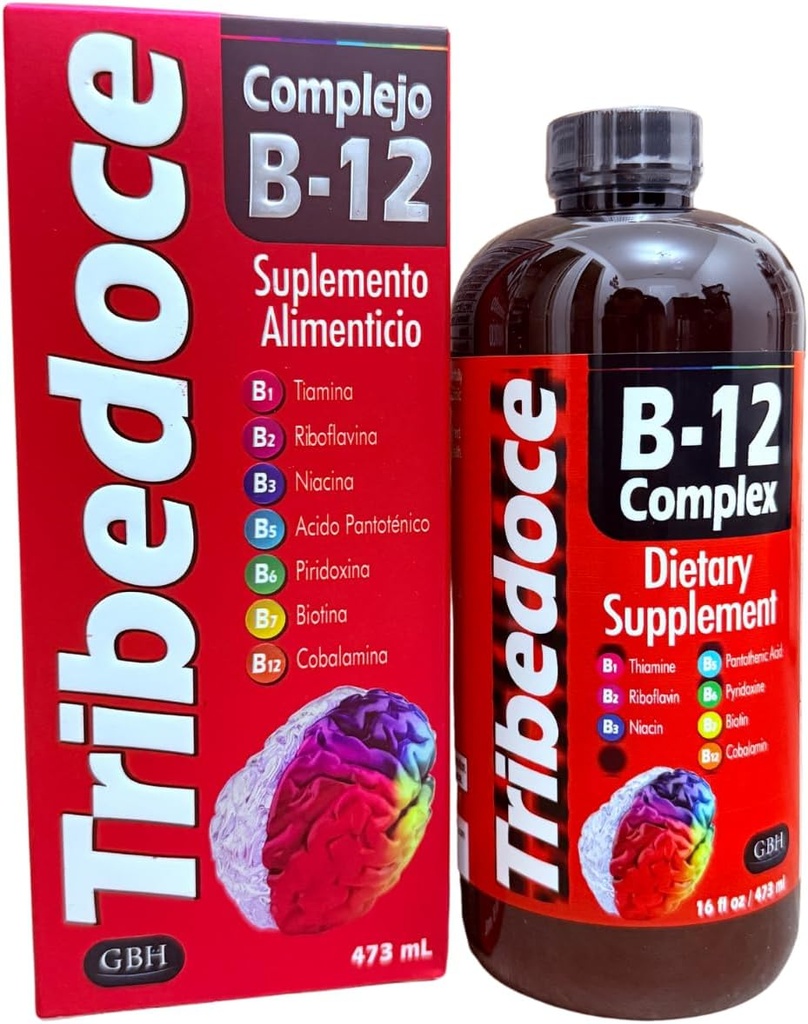 B-12 Complex Liquid Dietary Supplement - High Potency Vitamin B Complex with Thiamine, Riboflavin, Niacin, Pantothenic Acid, Pyridoxine, Biotin, and Cobalamin, Non-GMO, Gluten Free, 16 fl oz