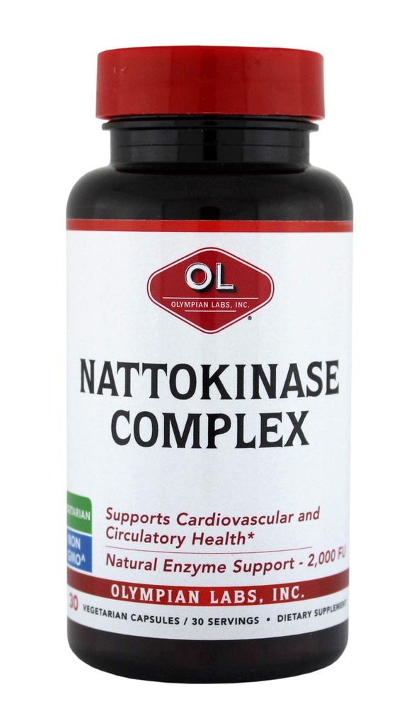 Complejo de laboratorios olímpicos de Nattokinasa con suplementos de hierbas de grano, apoyo de salud superior del corazón - 30 cápsulas diarias