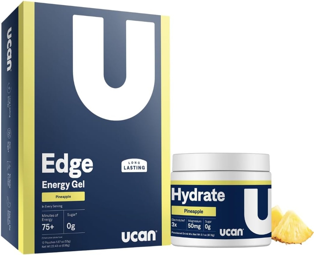 UCAN Pineapple Edge Energy Gel " Hydrate - Great for Running, Training, Fitness, Cycling, Crossfit " More peru Sugar-Free, Vegan, " Keto Friendly Energy Supplement