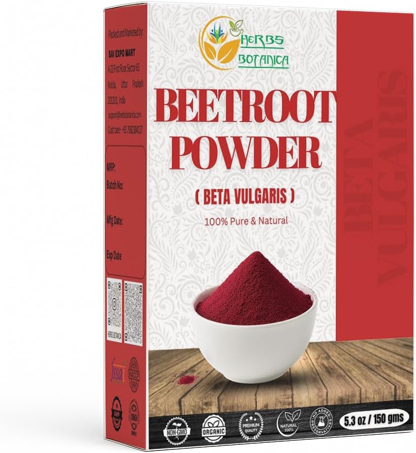 Herbs Botanica Beetroot Powder for Baking and Smoothies peru Nitric Oxide Suppement ¦ Beet Root Powder Boost Stamina y aumenta la energía Gluten y GMO Gratis 5.3 oz / 150 GMS