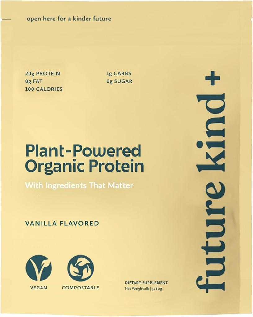 Futuro Kind Vegan Protein Powder, Vanilla, Pea Plant Protein for Lean Muscle with Iron &amp; Fiber, Whey-Free, Sugar-Free, Soy-Free, Non-Dairy (34 Servings)