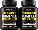 Vitamina C Suplemento 2 Pack (120 cápsulas vegetales) - 1500mg con zinc 20mg - Absorción más alta Vitamina C Immune Support Complex - Vitamina C Capsules & Zinc Vitaminas para adultos, Vit C Immune Ayuda Vegan