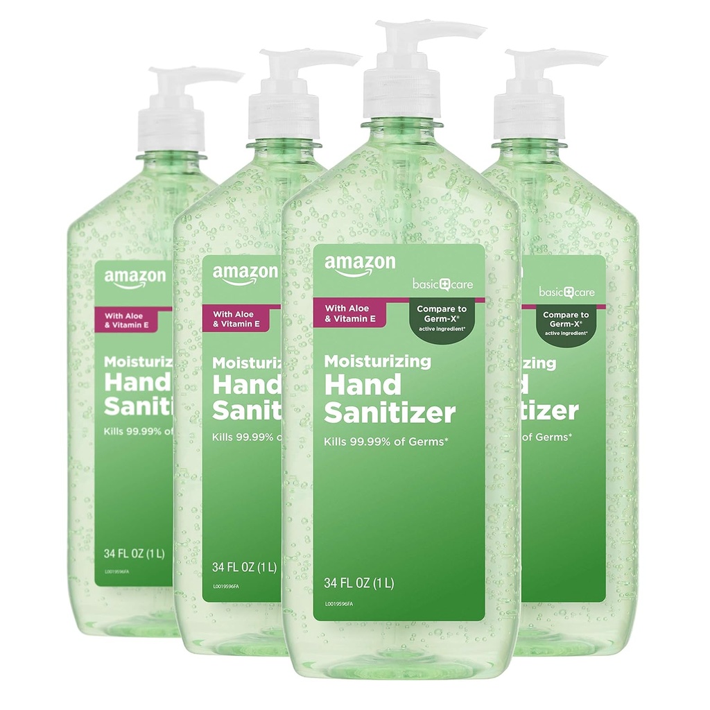 Cuidado básico - Aloe Vera Hand Sanitizer 62%, 34 fl oz (Pack of 4)