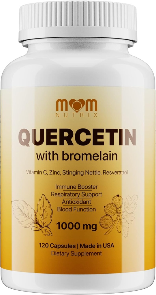 Quercetina avanzada con bromelaina - 120 cápsulas con arandela, hervidor de picado, resveratrol, zinc, vitamina C &amp; D - Hecho en los EE.UU.