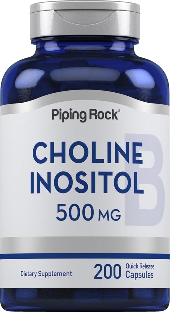 Piping Rock Choline Inositol Suplementos TEN 500mg ANTE 200 Capsules ¦ Choline Bitartrate &amp; Myo-Inositol TEN Non-GMO, Gluten Free