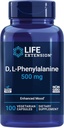 Extensión de la vida D, L-Phenylalanine Capsules, 500 mg – Apoya la salud del mood, promueve la salud del neurotransmisor – libre de gluten, no GMO, vegetariano – 100 cápsulas