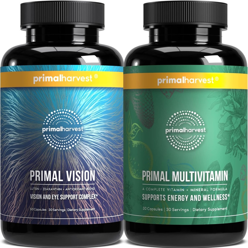 Primal Harvest Multivitamin & Primal Vision – Soporte completo para el bienestar diario y la salud ocular con vitaminas esenciales " Nutrientes