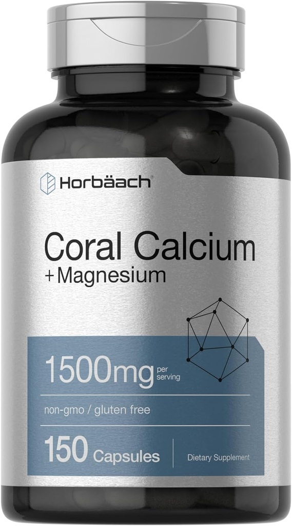 Horbäach Coral Calcium 1500mg Capsules Silencio 150 Conde Silencio Plus Magnesium Silencio Non-GMO &amp; Gluten Free Supplement