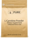 Ingredientes originarios puros L-Carnitine Powder (4 oz) Suplemento dietético sin gluten, sin sabor, sin relleno o aditivos