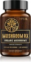 HPD Rx Mushroom Rx Orgánica Mushroom Extract Blend Max Immunity Dose, Lion’s Mane, Chaga, Reishi, Shiitake Maitake & Turquía Tail Mushroom Suplementos latitud 2250 mg, 30-Day Supply, Pack of 1