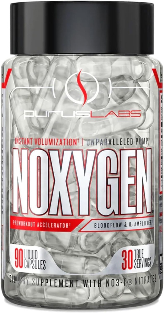 Laboratorios de Púrpura NOXygen Líquido Capsules Pre-Workout Acelerador ← Bomba de óxido nítrico tóxico Blood Flow &amp; Oxygen Amplificador ← 30 Servimientos, 90 cápsulas