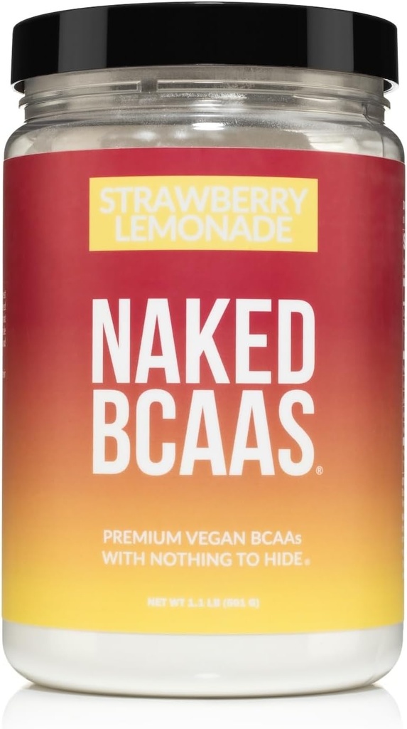 NAKED Strawberry Lemonade BCAAs Amino Acids Powder, 100% Pure 2:1:1 Formula, Vegan Branched Chain Amino Acids, Instantized All Natural BCAA Powder Supplement - 501 Grams, 34 Servings