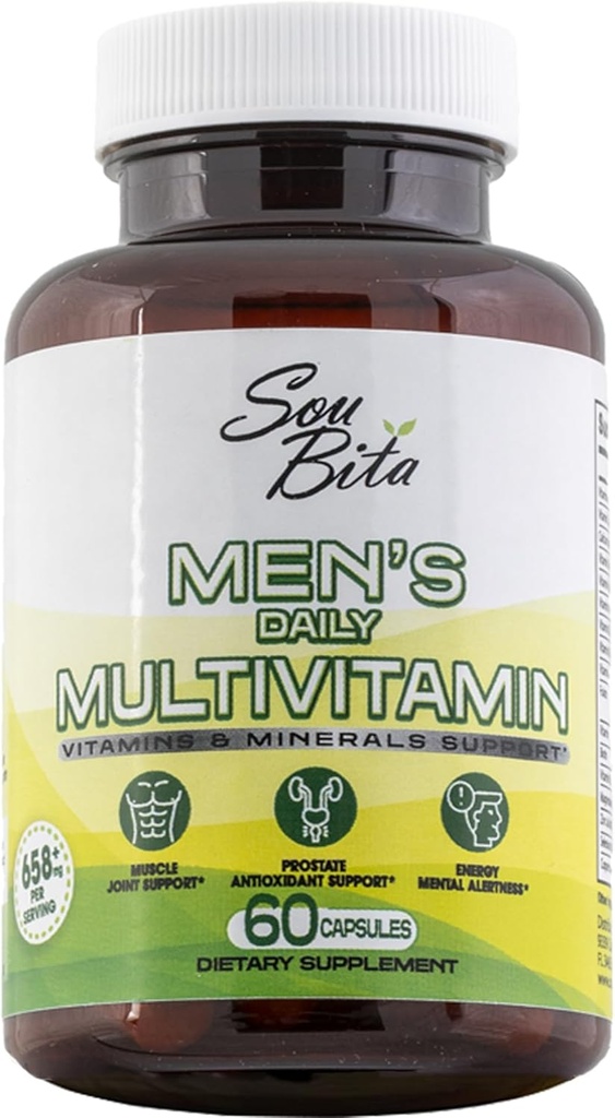 Vitaminas para hombres – Multivitamínicos diarios para hombres Apoyo para la energía, la inmunidad, el enfoque y el rendimiento. Mens Vitaminas A, B12, C, D, E, Zinc, Calcio &amp; Magnesio. Cápsulas vegetales multivitamina de hombres.