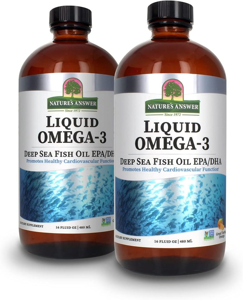 Respuesta de la naturaleza Liquid Omega-3 ← Deep Sea Fish Oil with EPA/DHA Dietary Supplement TEN Cardiovascular Support Silencio No Preservatives " Gluten-Free 16oz (Pack of 2)