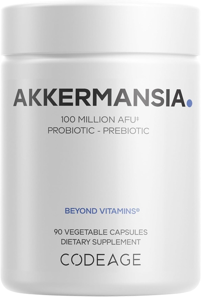 Codeage Akkermansia Muciniphila Probiotic Supplement - 3-Month Supply of Akkermansia & Chicory Inulin - Daily Synbiotic Probiotic Chicory Root - 100 Million AFUs - Gluten-Free - 90 cápsulas