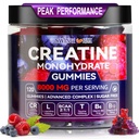 Swing Arm Creatine Monohydrate Gummies 8000 mg for Men & Women, 120 Creatine Gummies for Muscle Growth, Strength & Recovery, Sugar Free Pre-Workout Supplement - Raspberry & Blueberry Flavor