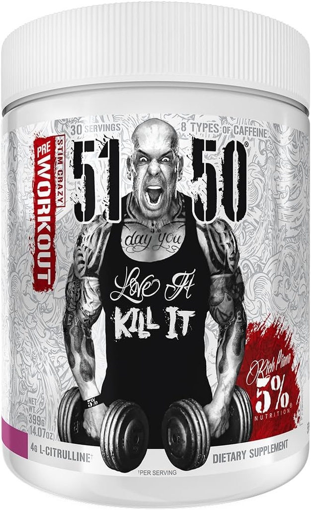 Rich Piana 5% Nutrition 5150 High Stim Pre-Workout Powder | Extreme Energy, Focus, Pumps & Endurance | 400 mg Caffeine, Citrulline, Beta Alanine, N-Acetyl L-Tyrosine | 30 Srvgs (Wildberry)