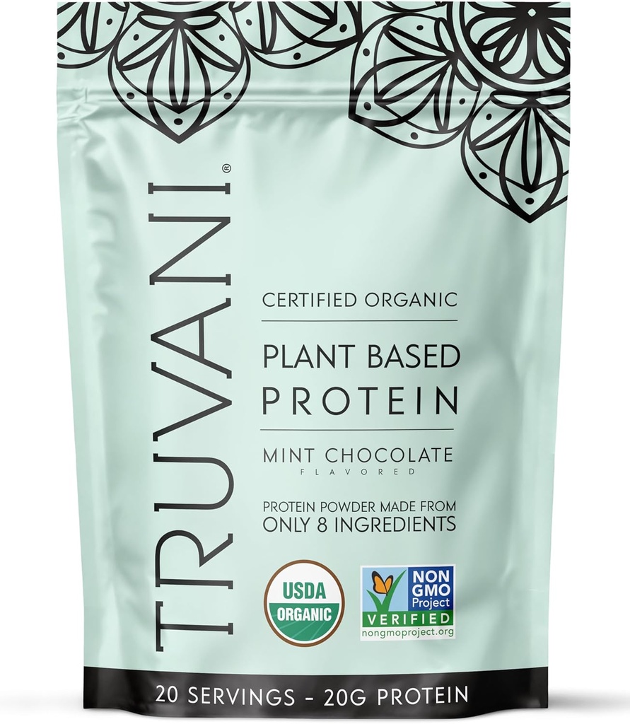 Truvani Vegan Pea Protein Powder Silencio 20g Orgánica Planta-Basada Proteína Silencio Keto Silencio Gluten &amp; Dairy Gratis Silencio Bajo Carb Silencio No Añadido Sugar ← Mint Chocolate Silencio 20 Servings ←