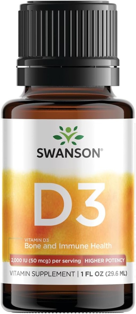 Swanson Vitamina D3 Liquid Drops 400 Iu (50 mcg) 1 fl Ounce (29.6 ml) Liquid
