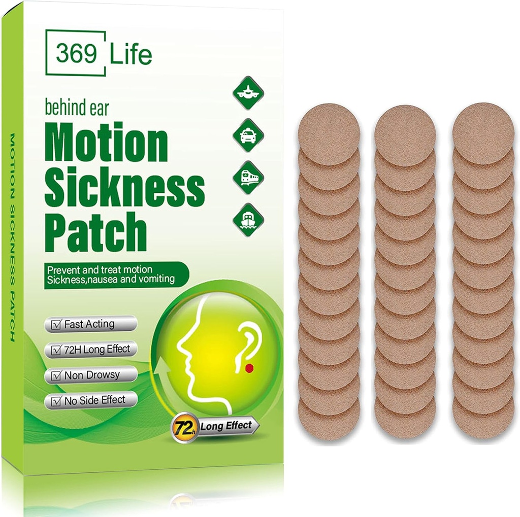 Motion Sickness Patches for Car and Boat Rides, Ships, Cruise and Airplane &amp; Other Forms of Transport - Travel Essentials, for Adults and Kids (36 Count)