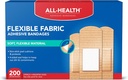 All Health Adhesive Fabric Bandages, 200 Count Assorted Sizes ← Soft, Flexible Material tención para primeros auxilios y cuidado de heridas