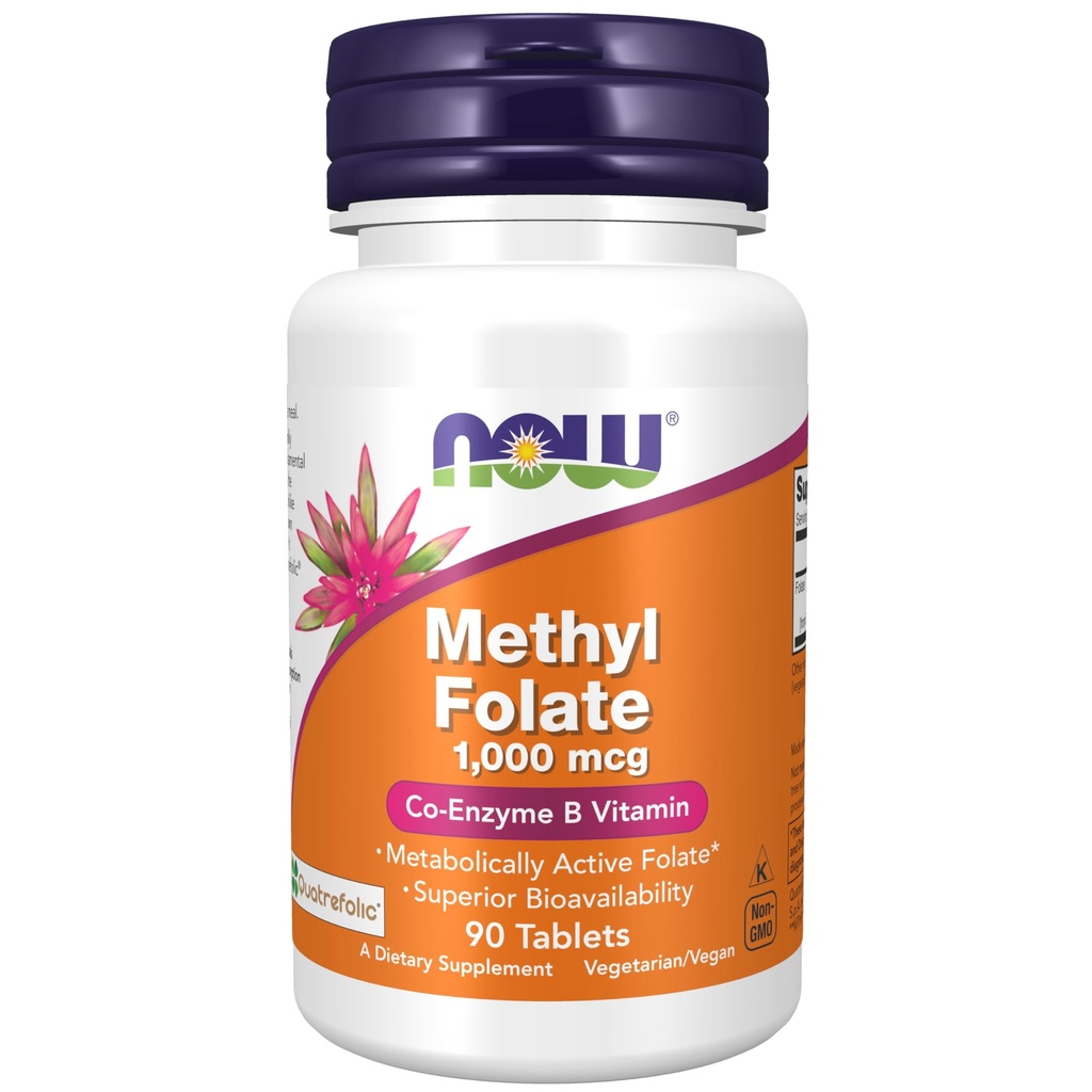 NOW Foods Supplements, Methyl Folate 1,000 mcg, Metabolically Active Folate*, Co-Enzyme B Vitamin, 90 Tablets