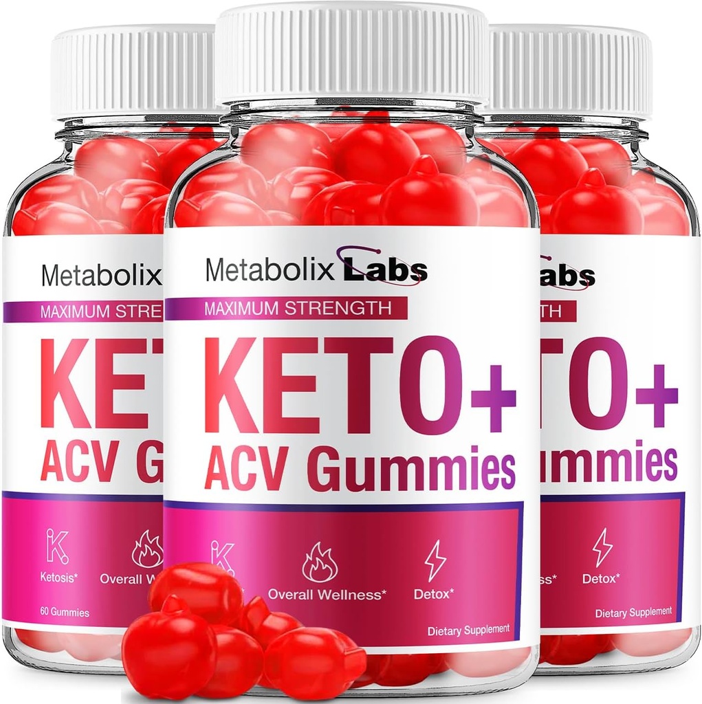 (3 Pack) Metabolix Labs Keto ACV Gummies - Advanced Formula Metabolix Keto Plus Weight Management ACV Gummies Apple Cider Vinegar Metabolix ACV Suplemento dietético Hombre Mujeres (180 Gummies)