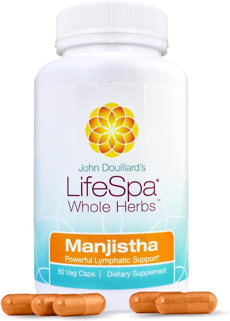 LifeSpa Whole Herbs Manjistha Capsules ← Liver Cleanse ← Vegan Multivitamin Silencio para Lymphatic Support and Liver Detox ← 90 Capsules 400mg